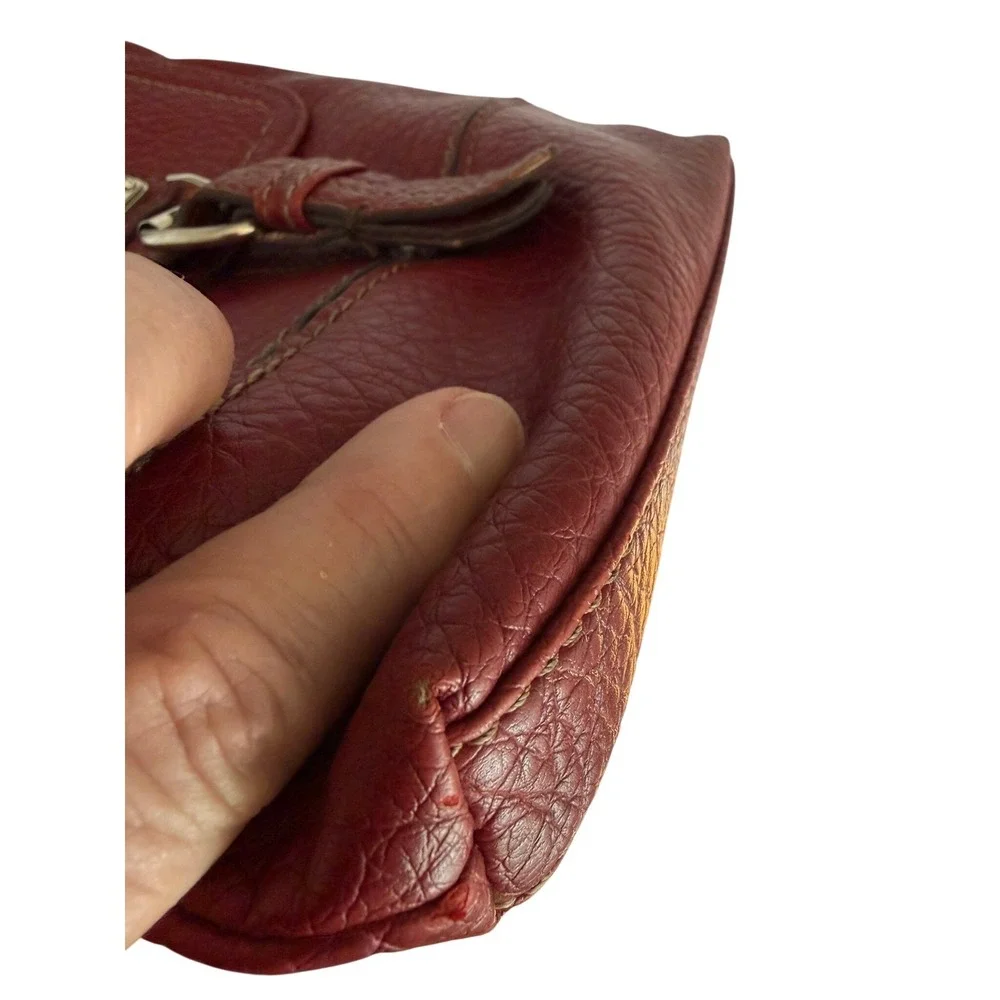 Nine West Red Pebbled Faux Leather Crossbody Bag Buckle Detail Small Purse